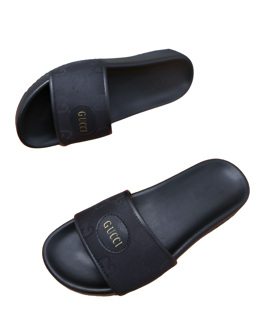 Gucci Black Monogram Men's Slides