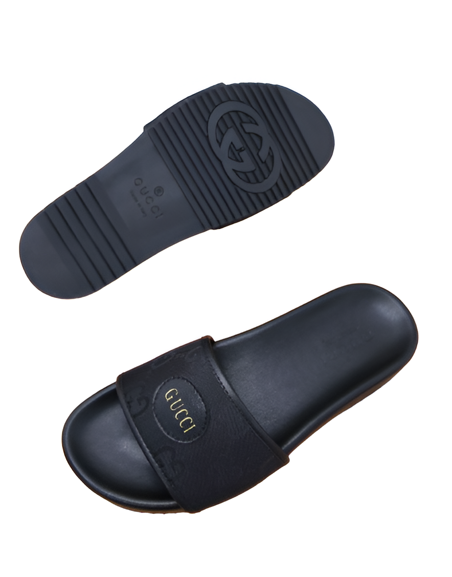Gucci Black Monogram Men's Slides