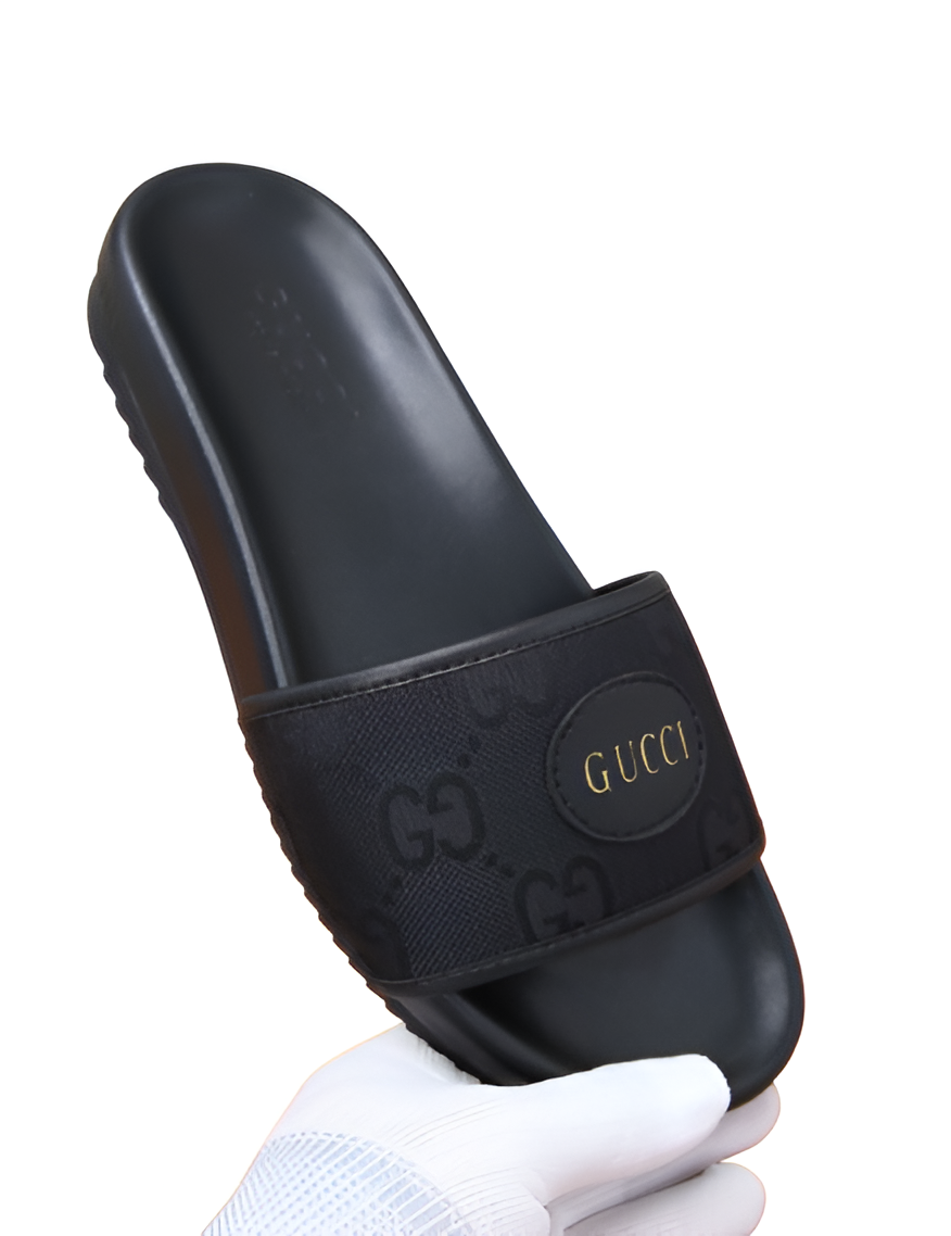 Gucci Black Monogram Men's Slides