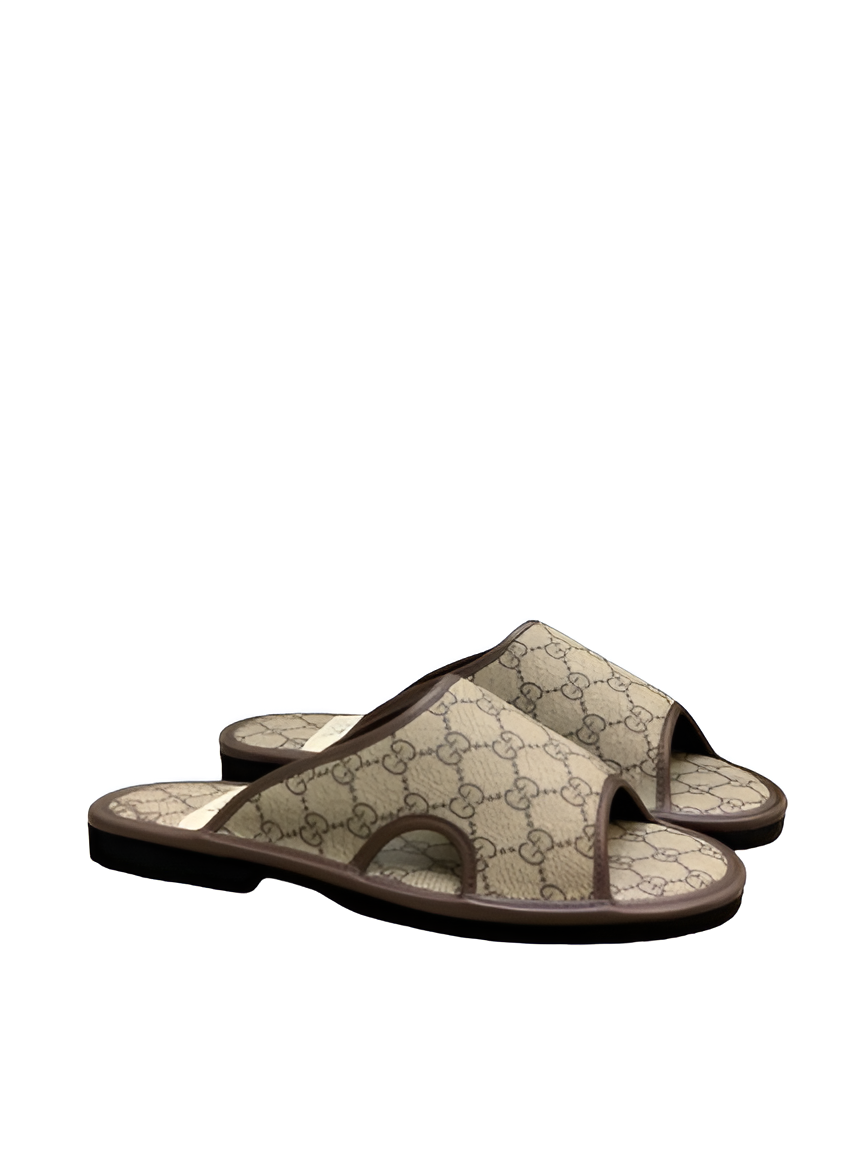 Gucci Beige Monogram Men's Slides
