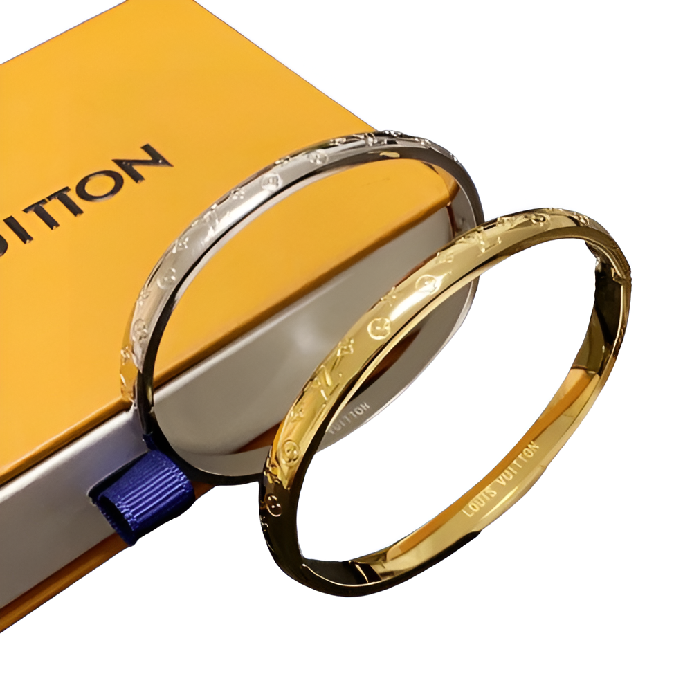 Louis Vuitton Gold & Silver Engraved Bangle Set