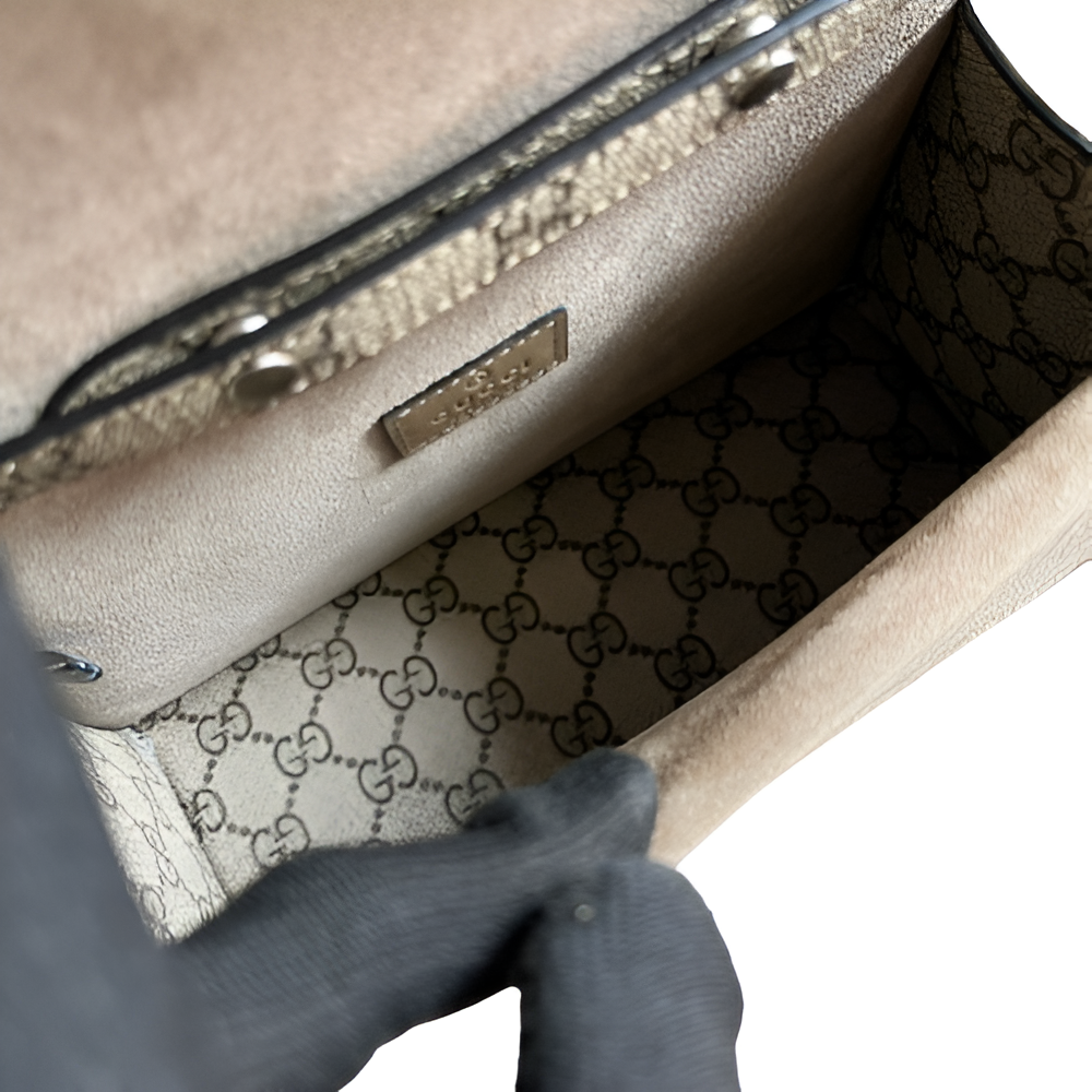 Gucci-inspired handbag in neutral tones