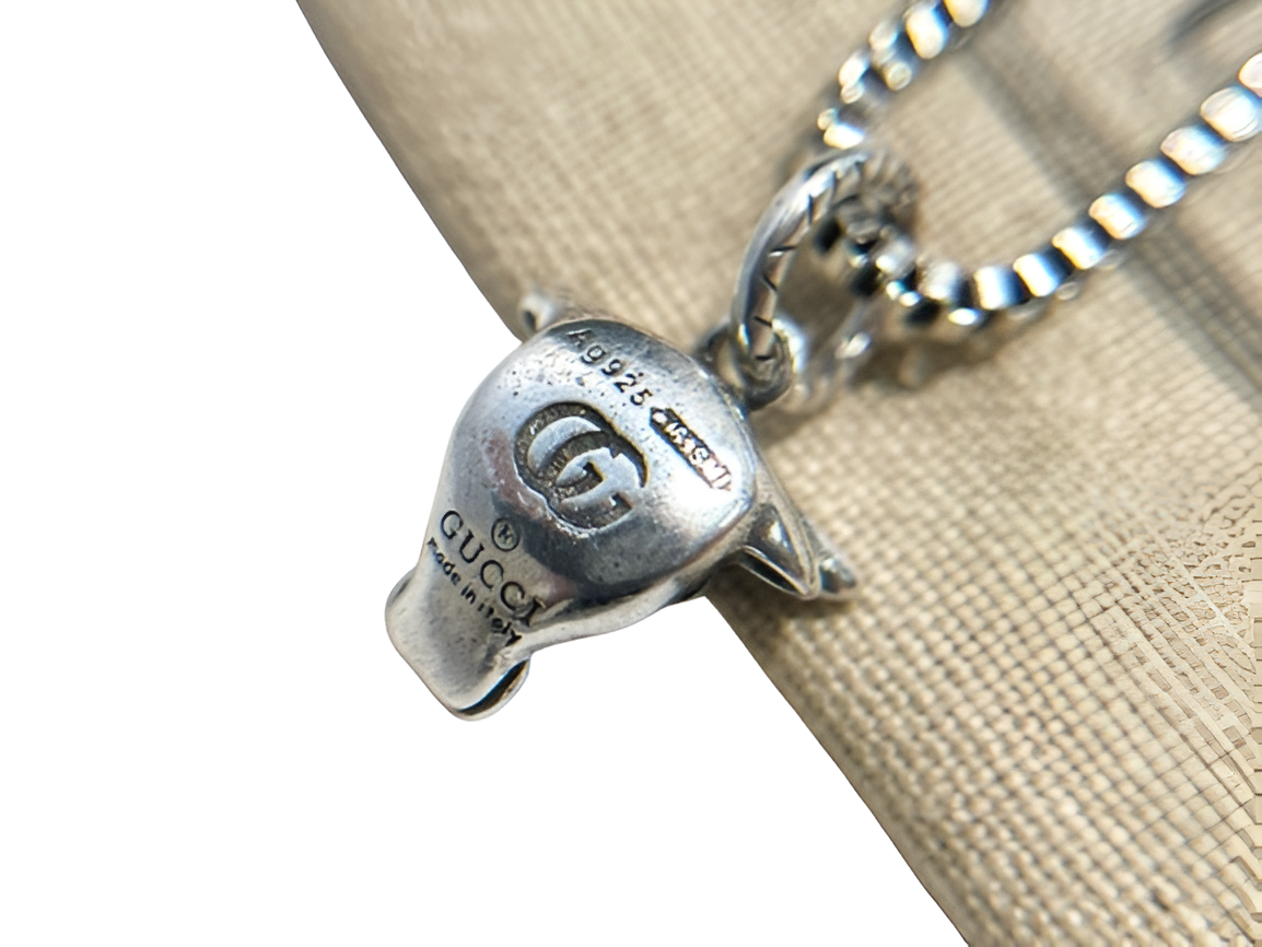 Gucci Silver Bull Pendant Necklace
