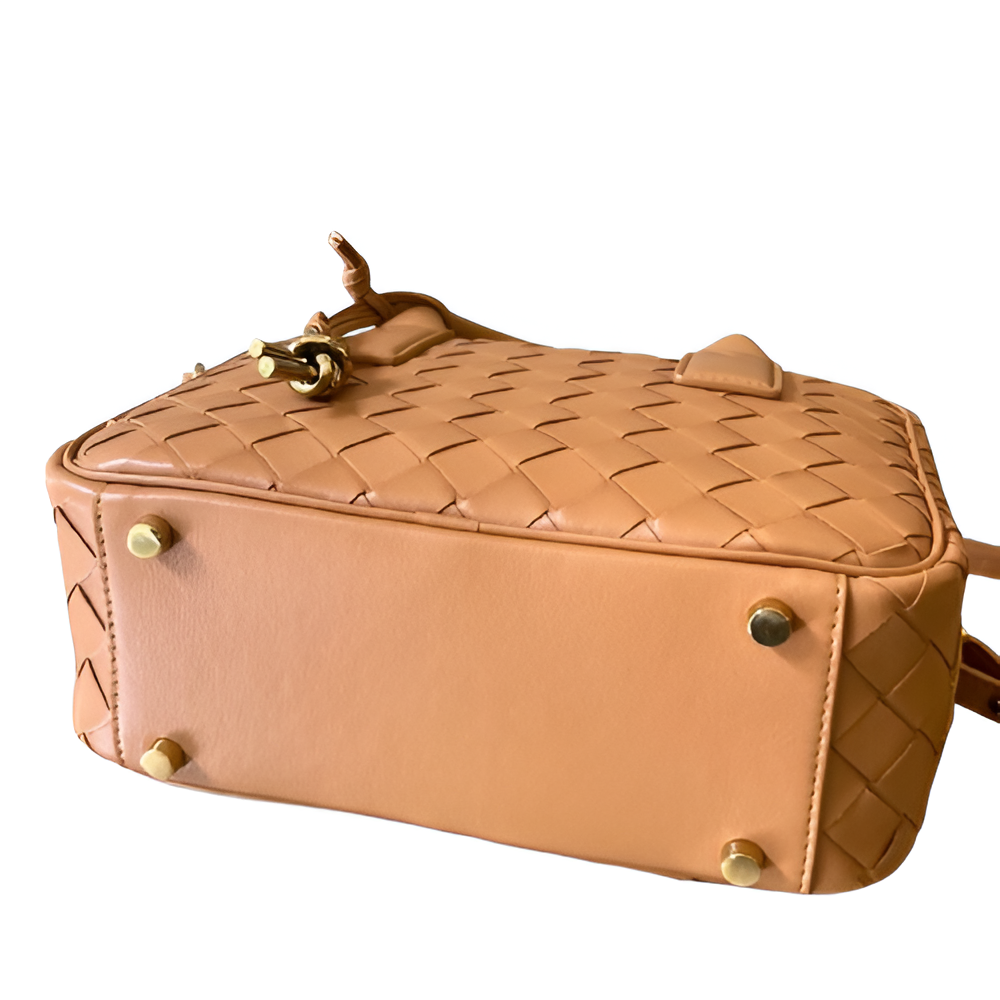 Bottega Tan Woven Leather Box Bag