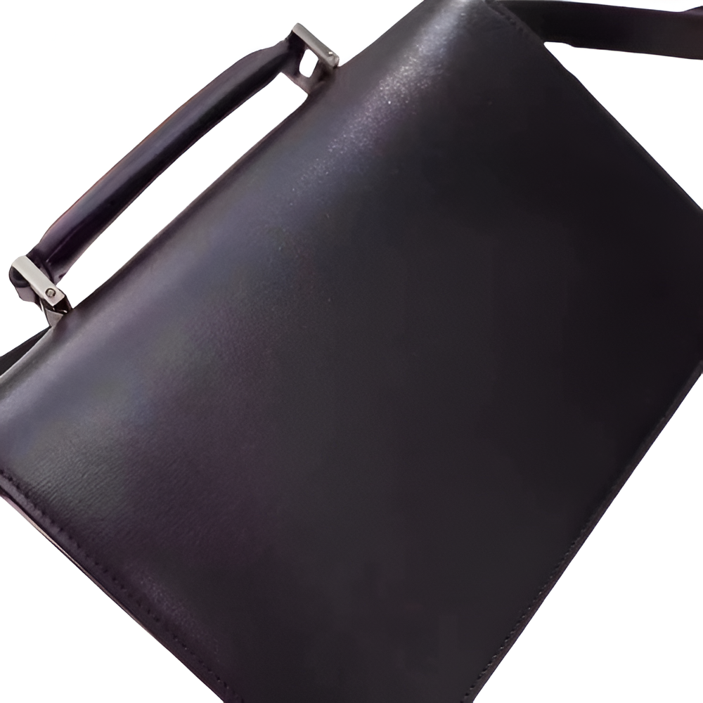 YSL Compact Leather Shoulder Bag with Silver-Tone Clasp