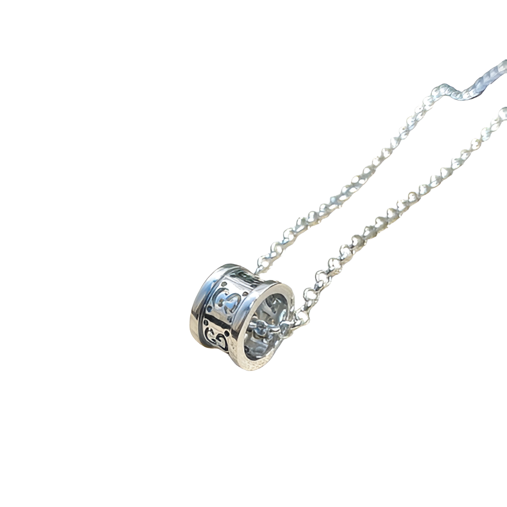 Gucci Silver Hollow Ring Pendant Necklace