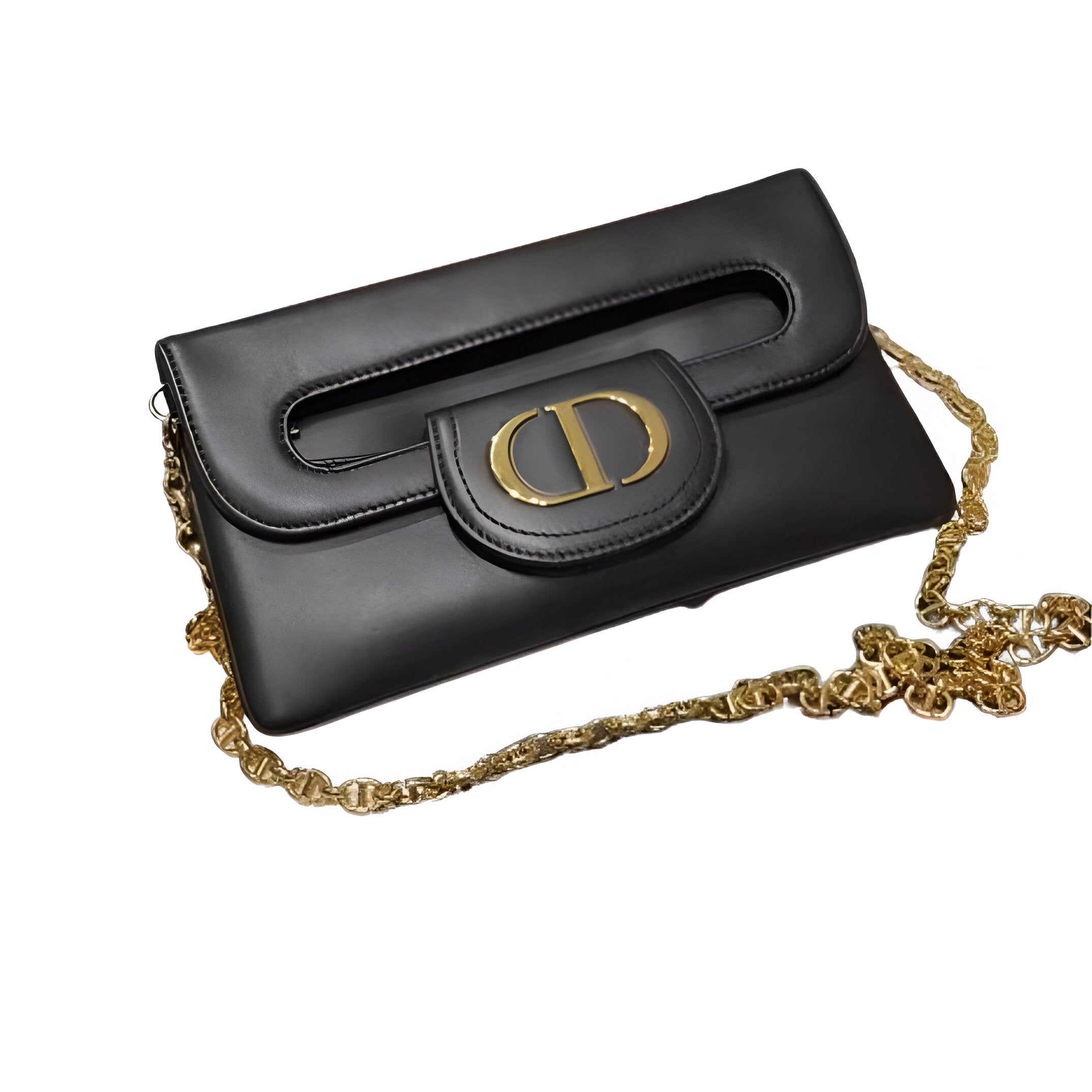 Dior CD Chain Clutch Bag in Black