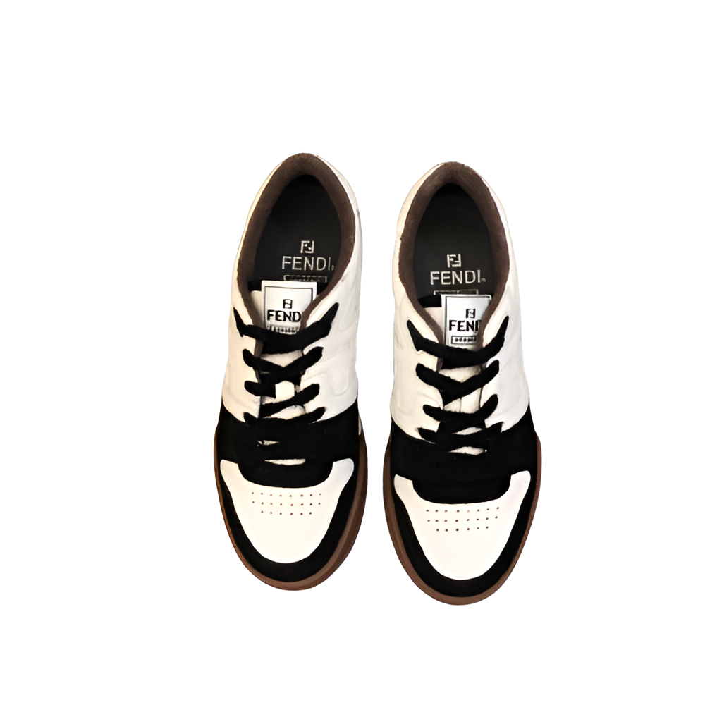 Fendi Men's White & Black Contrast Sneakers
