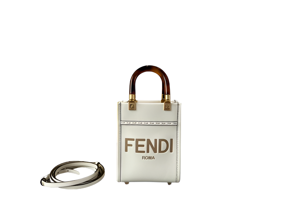 Fendi White Mini Box Tote Bag