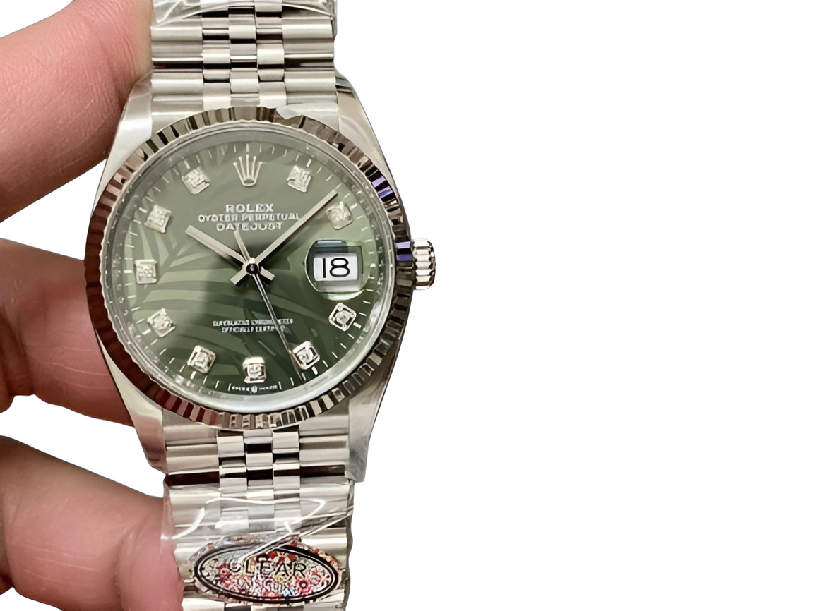 Rolex Datejust 36mm Green Palm Dial with Diamond Markers