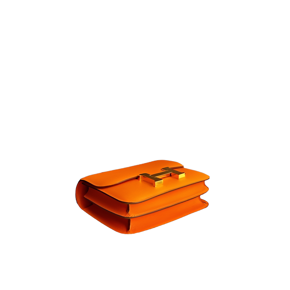 Hermes Orange Leather Crossbody Bag with Gold Buckle