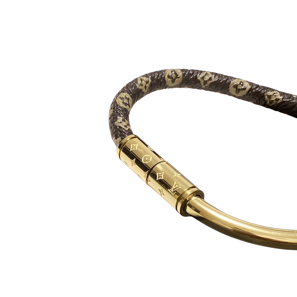 Louis Vuitton Monogram Leather & Gold Charm Bracelet
