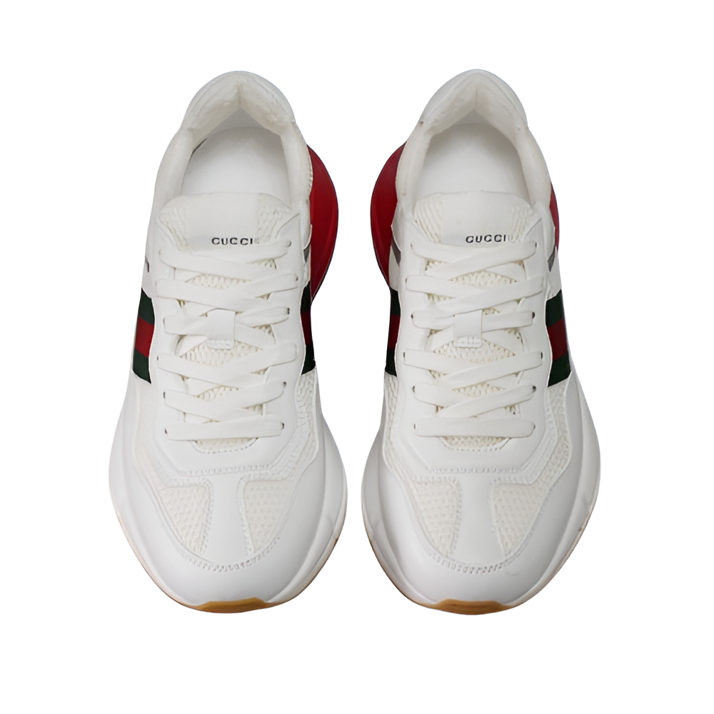 GUCCI Men's White Mesh-Panel Leather Sneakers