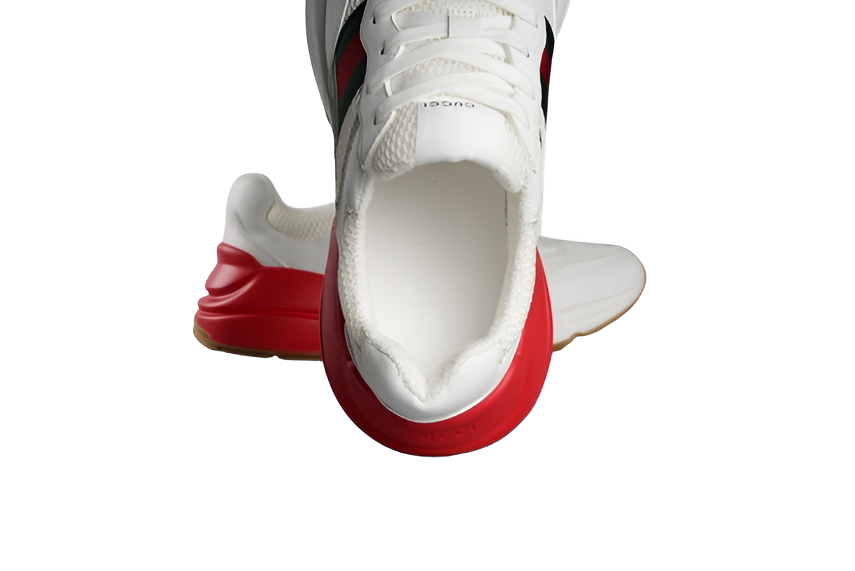 GUCCI Men's White Mesh-Panel Leather Sneakers