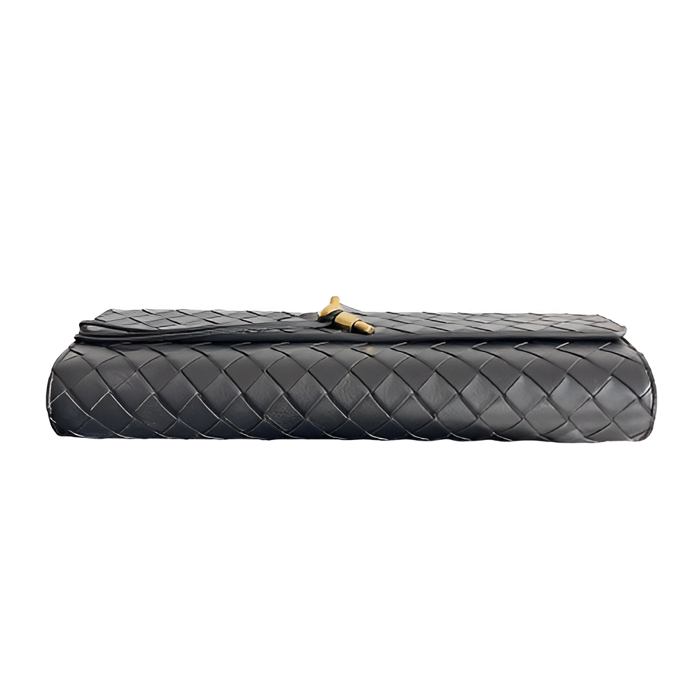 Bottega Black Woven Leather Clutch Bag