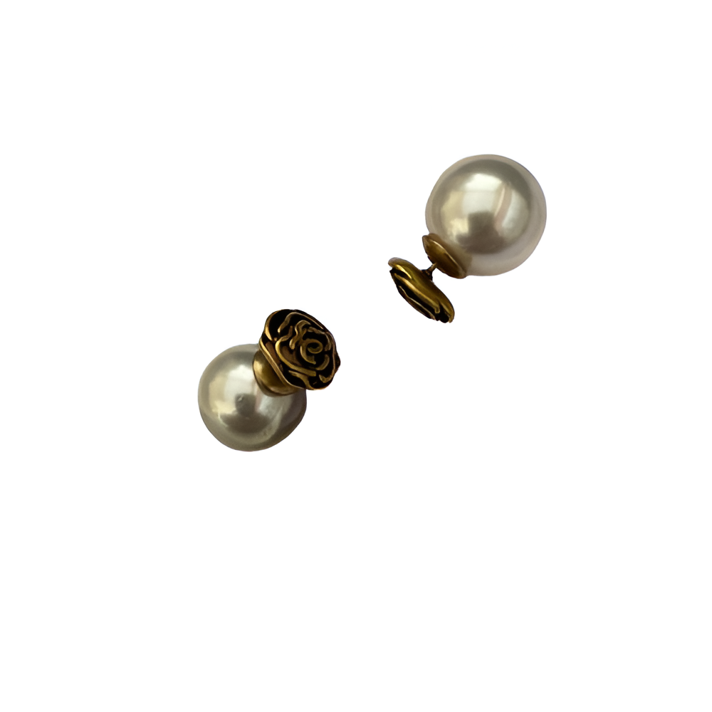 Dior Rose & Pearl Stud Earrings