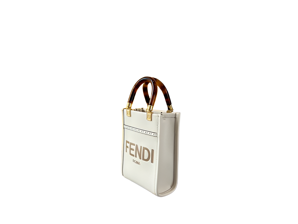 Fendi White Mini Box Tote Bag