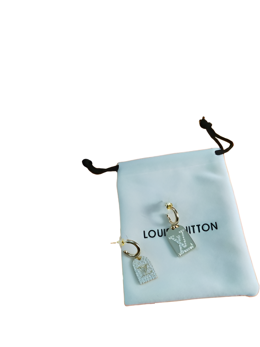 LV Tag Drop Earrings - Gold & Silver