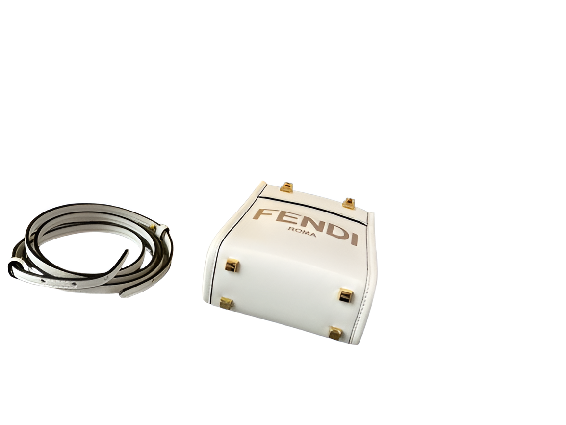 Fendi White Mini Box Tote Bag