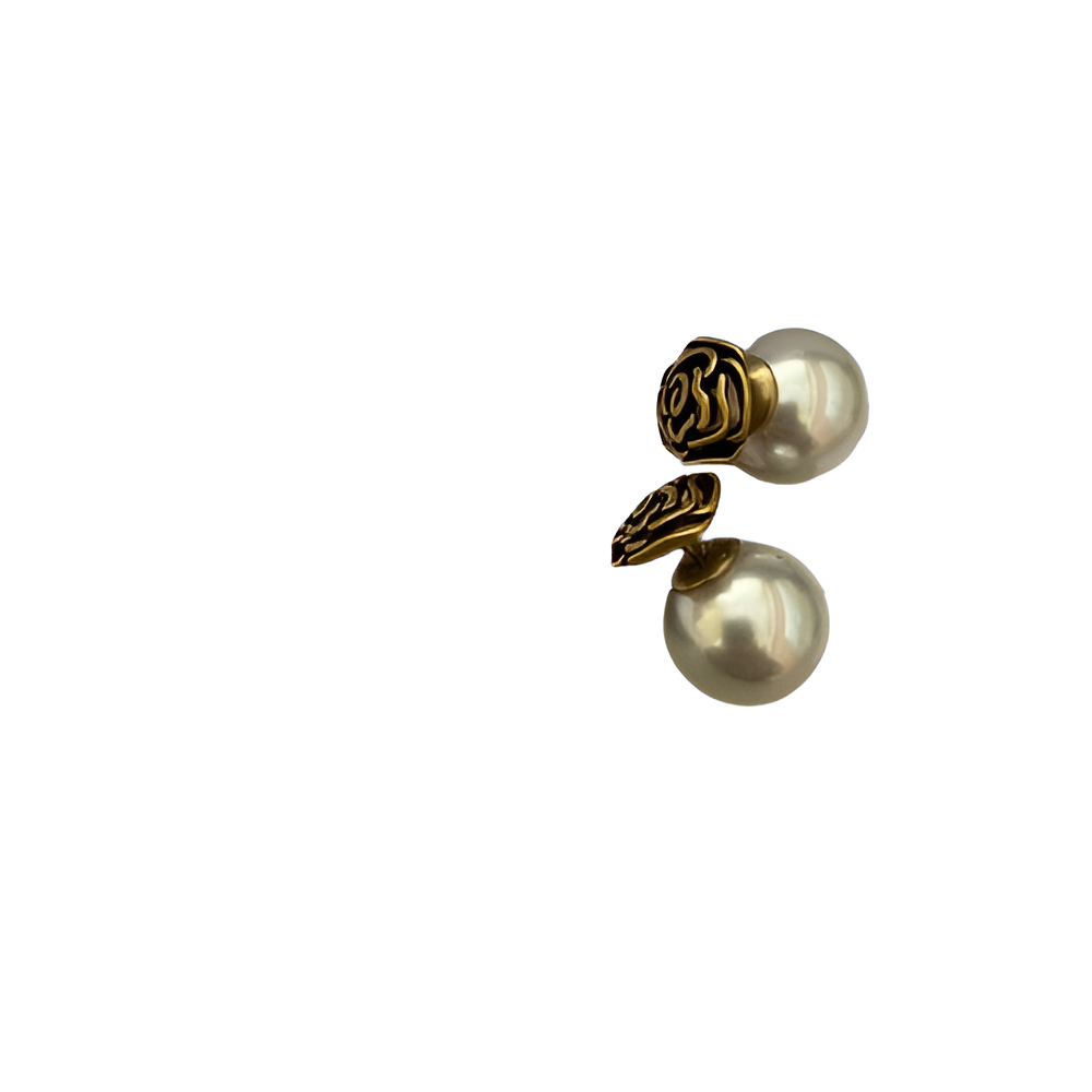 Dior Rose & Pearl Stud Earrings