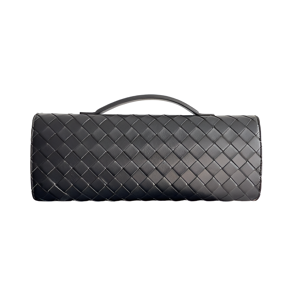 Bottega Black Woven Leather Clutch Bag