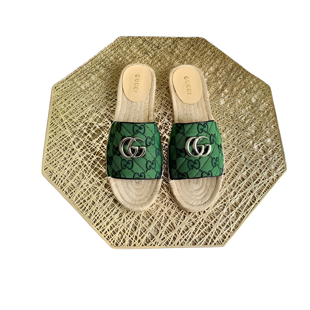 GUCCI Women's Monogram Green Slides