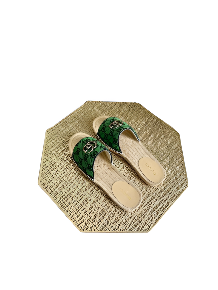 GUCCI Women's Monogram Green Slides
