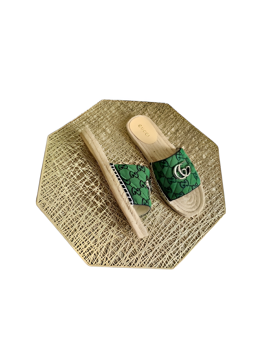 GUCCI Women's Monogram Green Slides