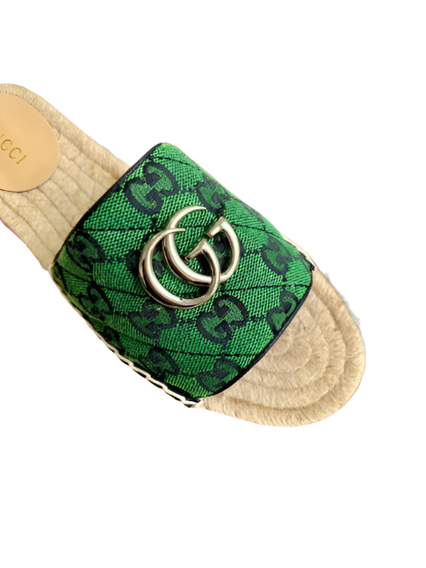 GUCCI Women's Monogram Green Slides