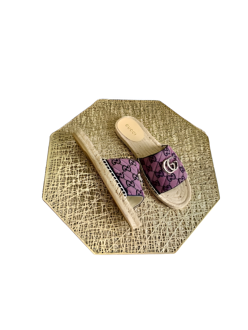 GUCCI Women's Purple Monogram Slides