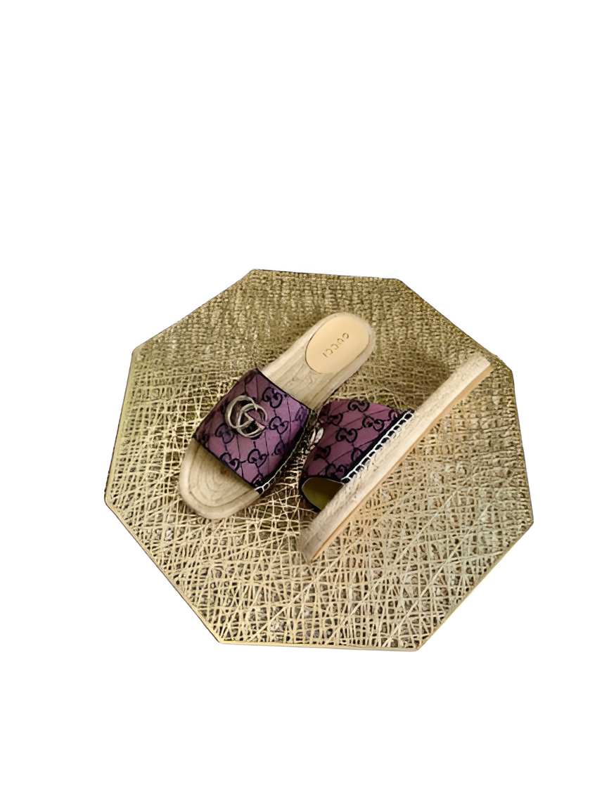 GUCCI Women's Purple Monogram Slides