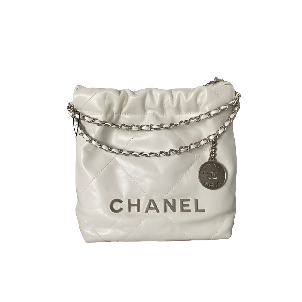 Chanel-Inspired White Drawstring Quilted Bag