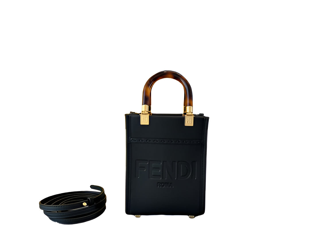 Fendi Black Mini Box Tote Bag
