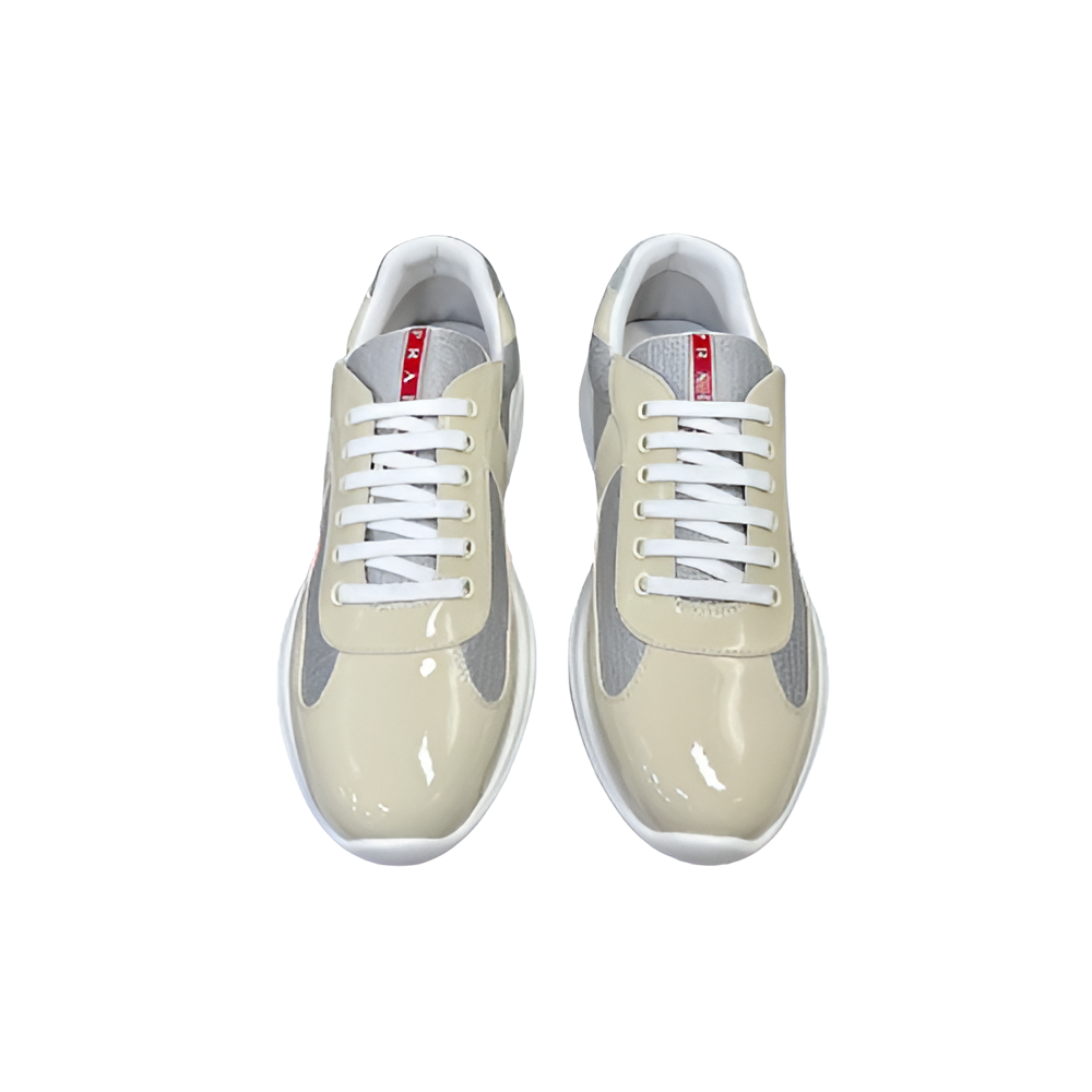 PRADA Men's Cream & Grey Luxe Sneakers