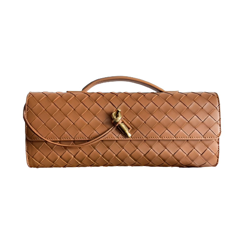 Bottega Tan Woven Leather Clutch Bag