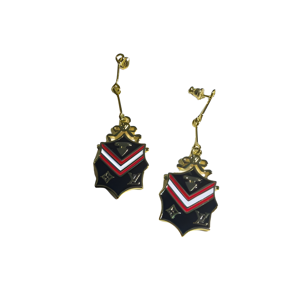 LV Shield Crest Earrings - Gold & Enamel