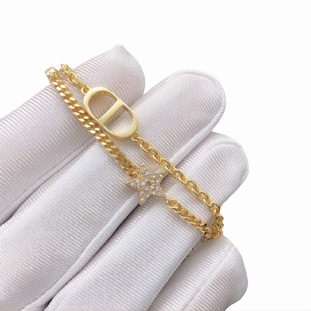 Dior Gold Chain & Star Charm Bracelet