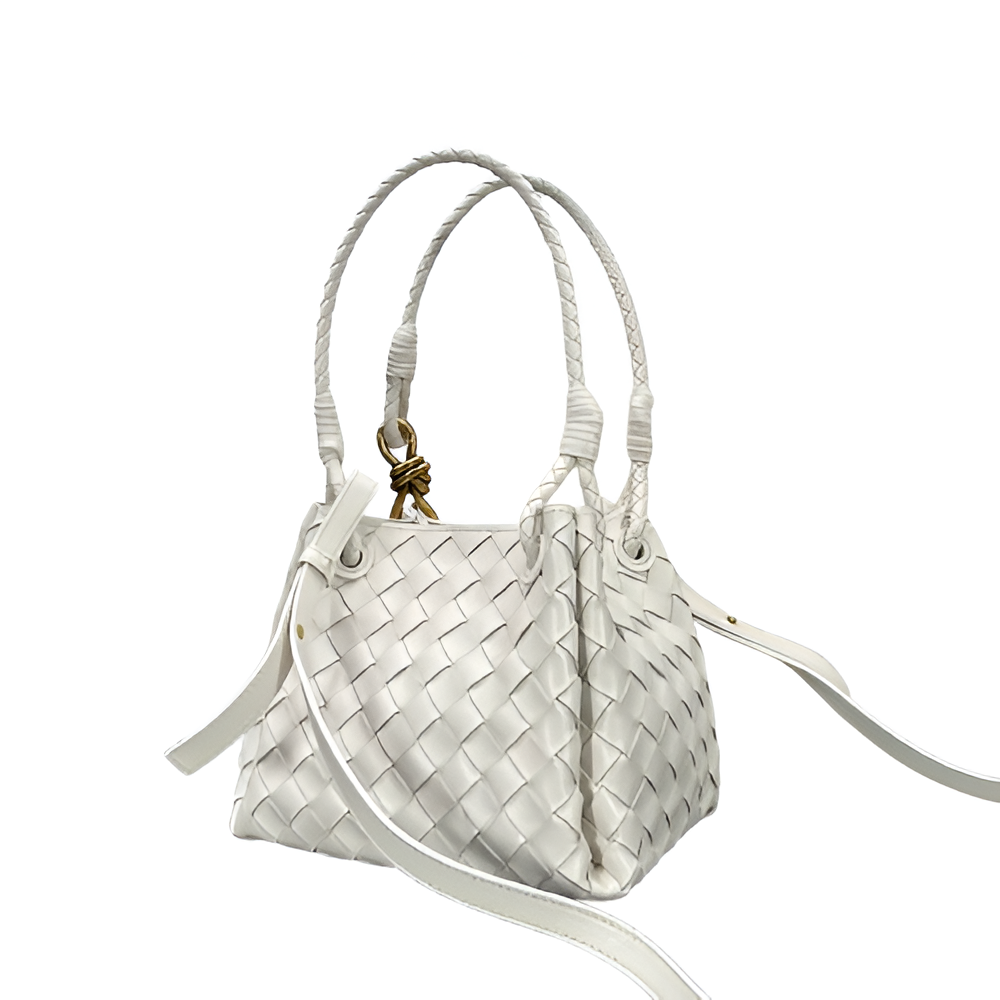 Bottega White Woven Leather Bag