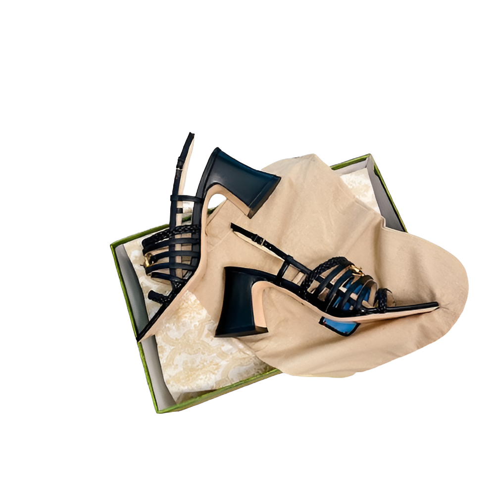 GUCCI Women's Black Strappy Sandal Heels