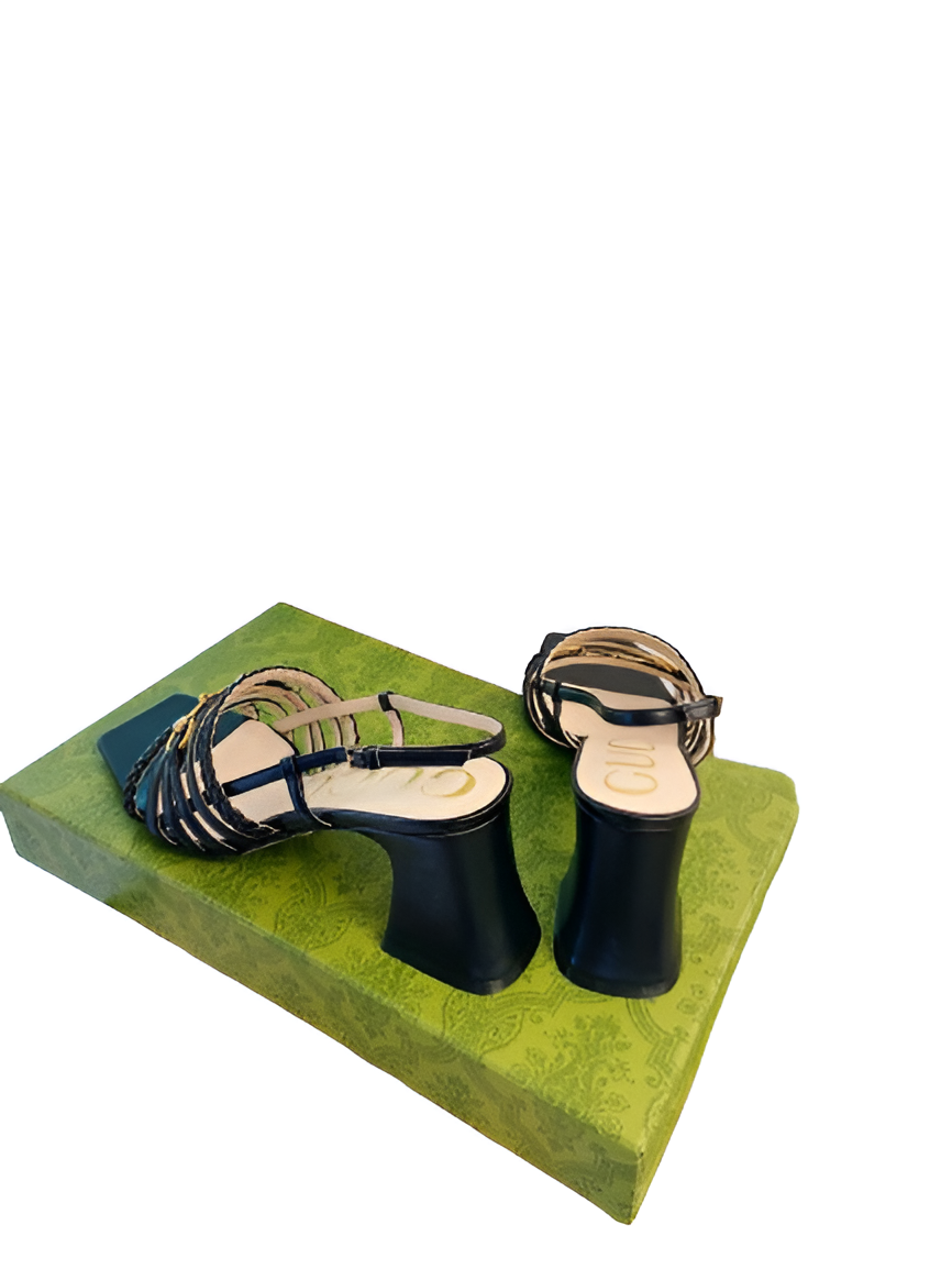 GUCCI Women's Black Strappy Sandal Heels