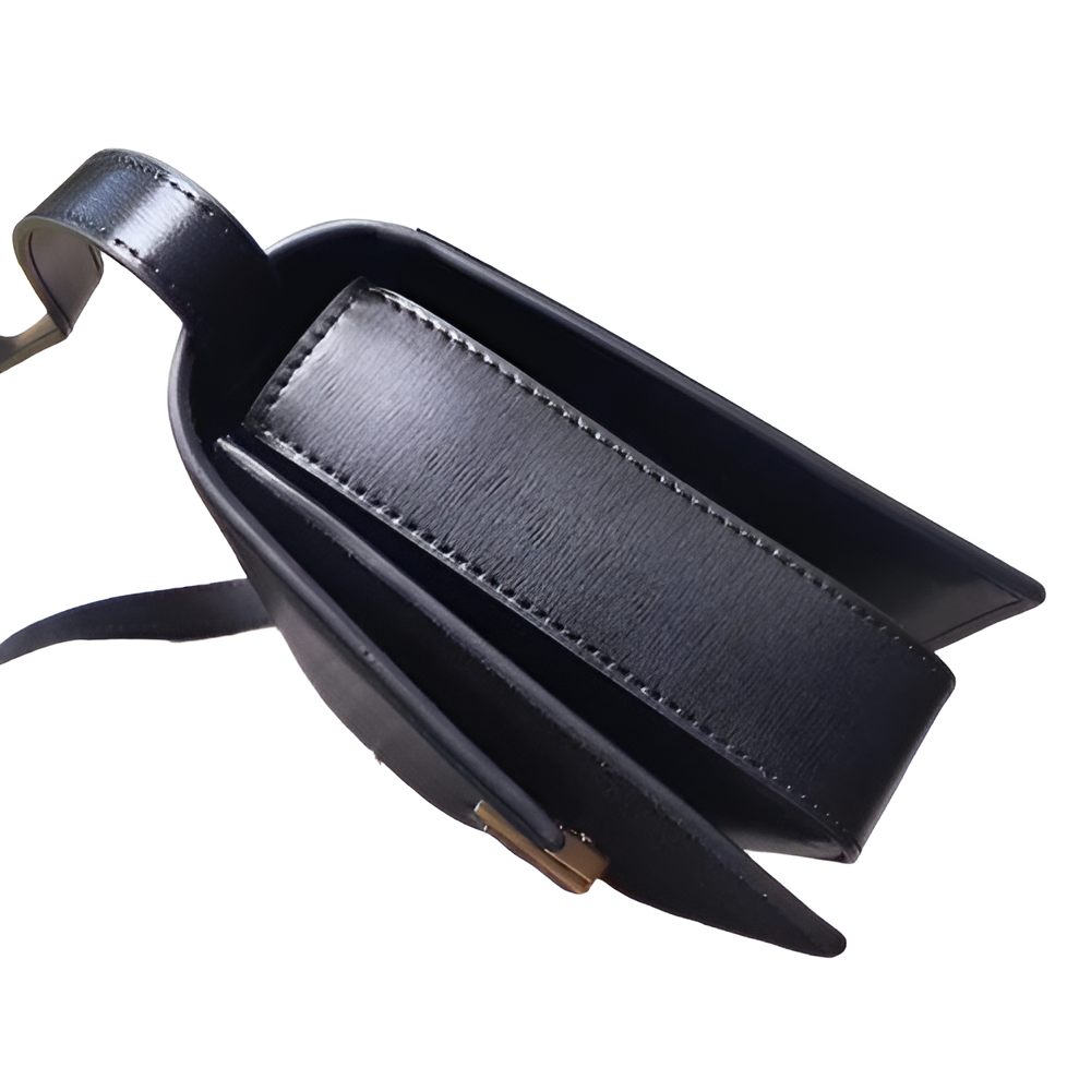YSL Black Leather Shoulder Bag with Gold-Tone Clasp