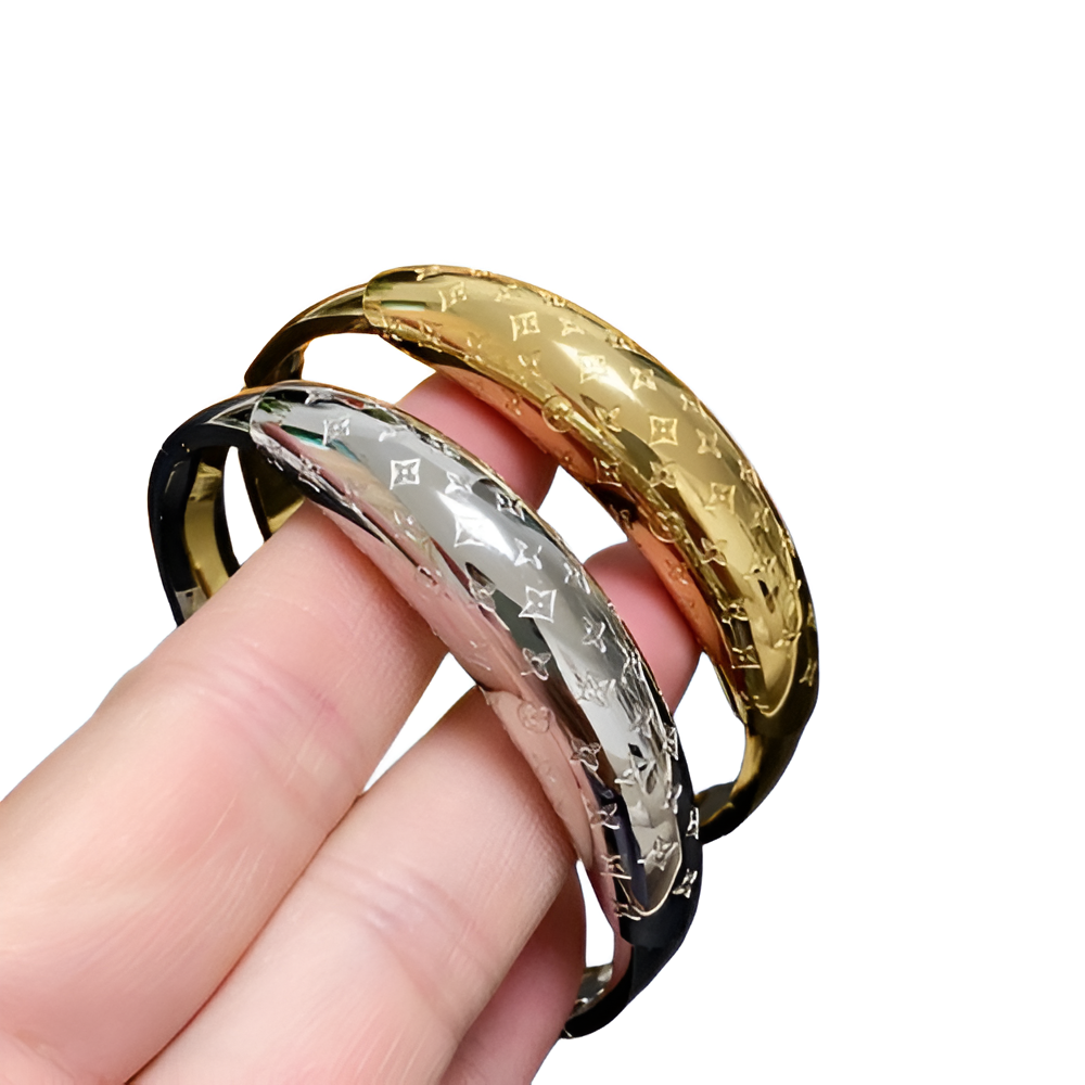 Louis Vuitton Gold & Silver Crescent Bangle Set