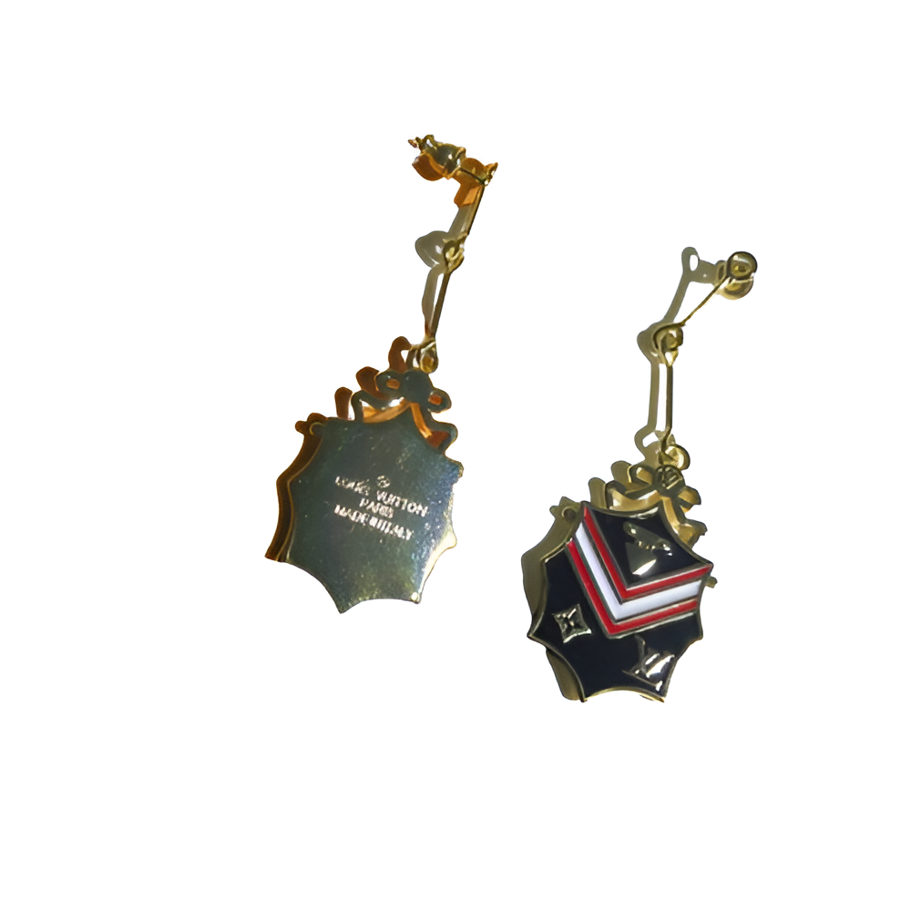 LV Shield Crest Earrings - Gold & Enamel