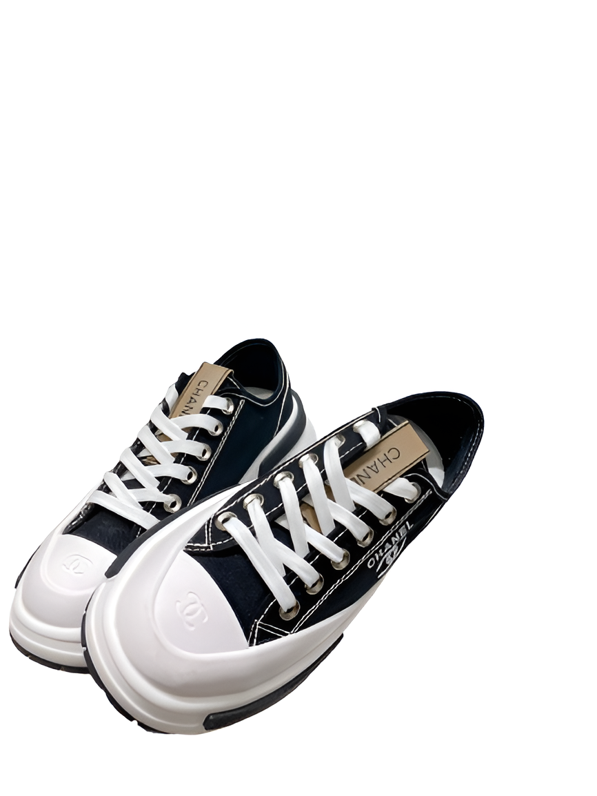 CHANEL Women's Navy & White Sneakers