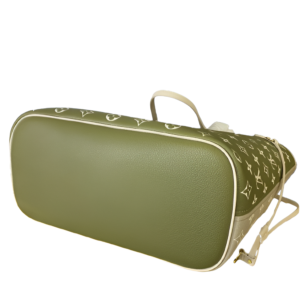 Louis Vuitton Neverfull MM tote bag in a vibrant olive green
