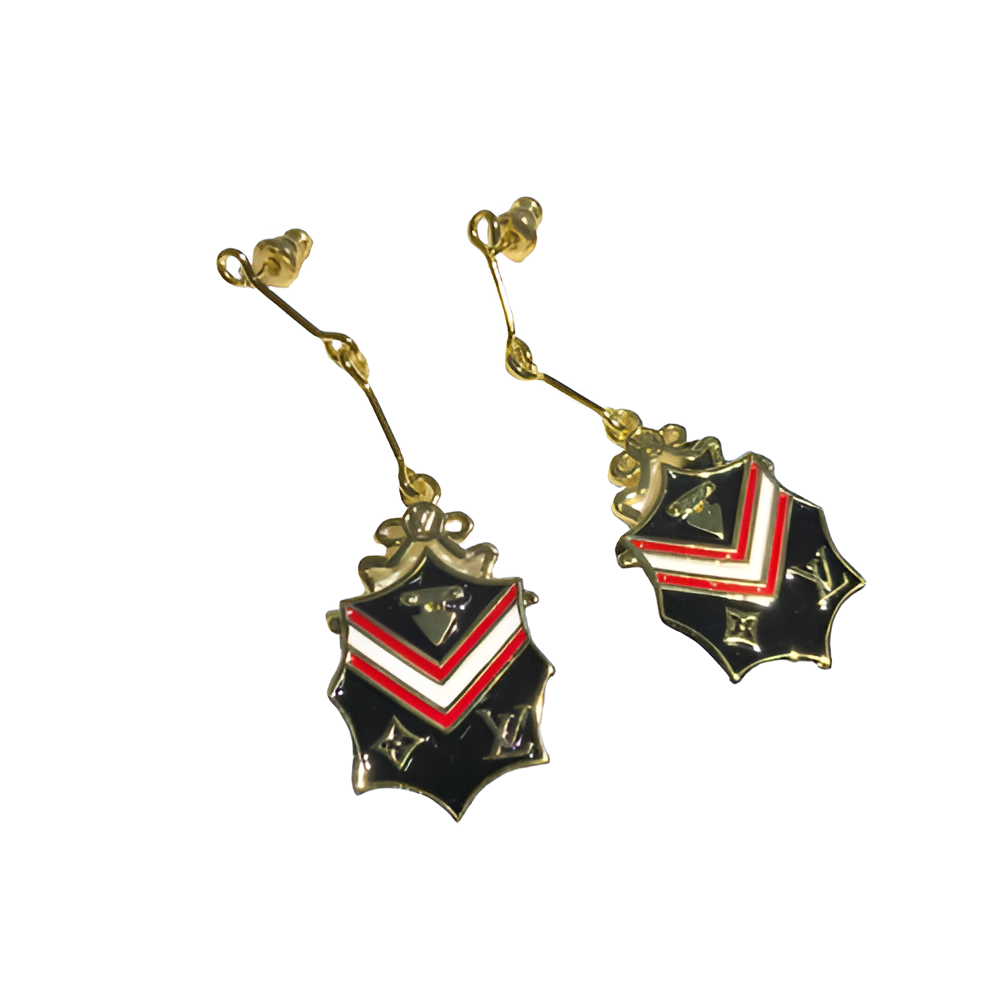 LV Shield Crest Earrings - Gold & Enamel