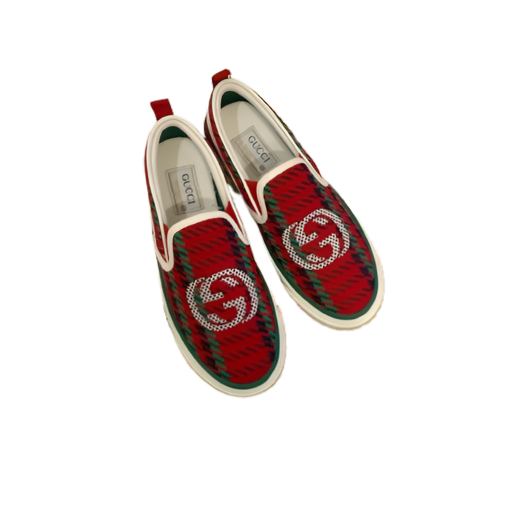 GUCCI Men's Plaid Slip-On Sneakers