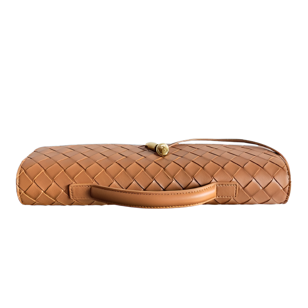 Bottega Tan Woven Leather Clutch Bag