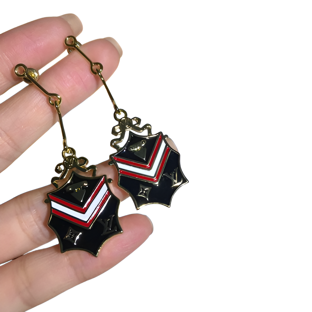 LV Shield Crest Earrings - Gold & Enamel