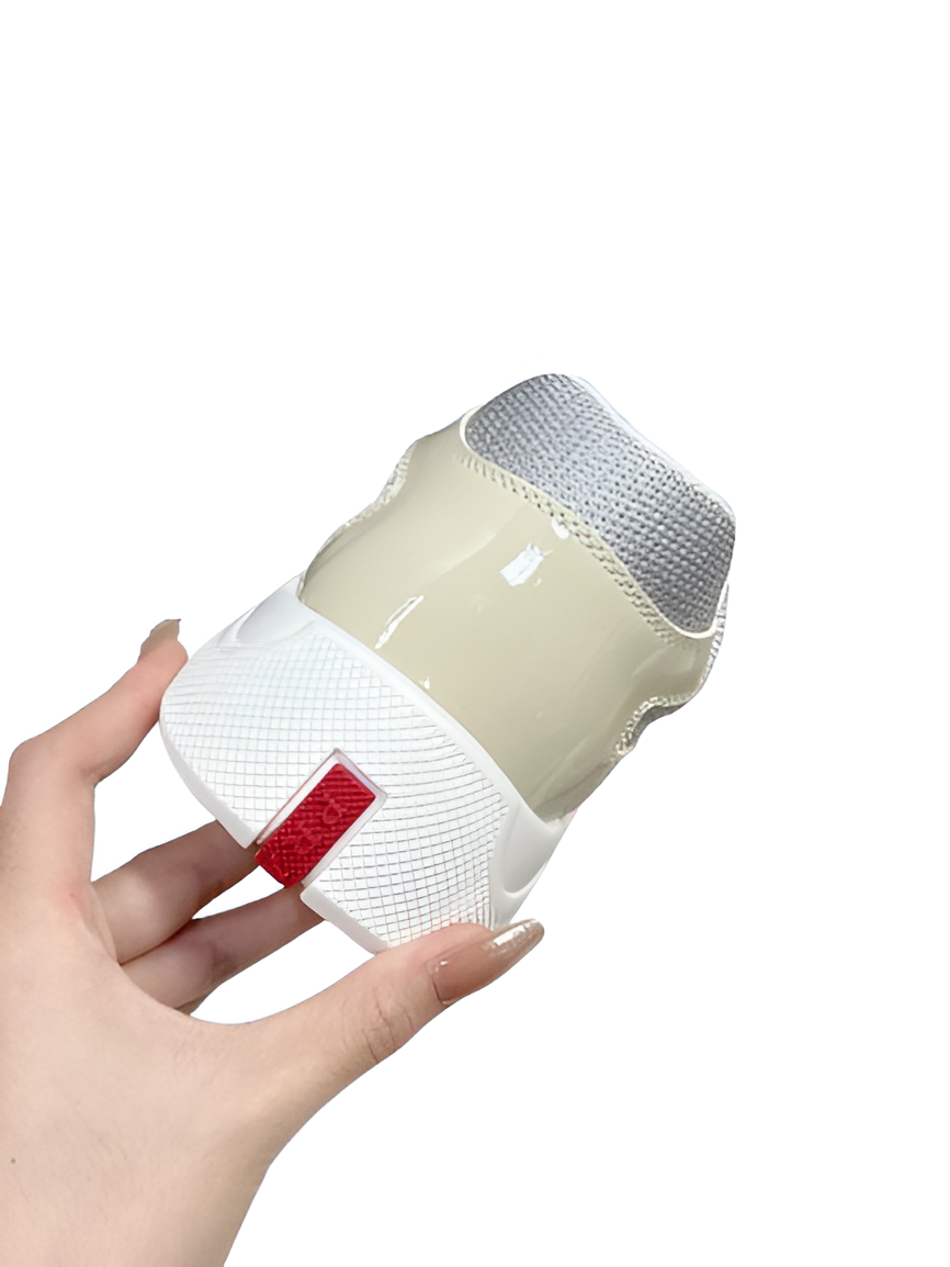 PRADA Men's Cream & Grey Luxe Sneakers